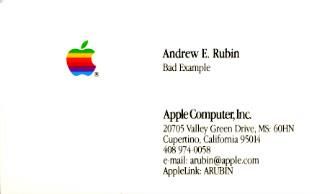 Former Android chief Andy Rubin still has his Apple business card from the 1990s apple business card 90