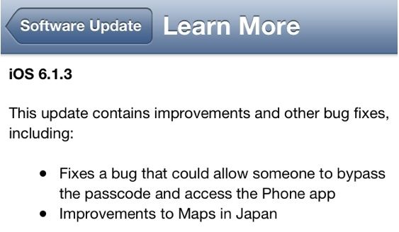 iOS 6.1.3 released and jailbreak is a breeze 1 ios 6 1 3 update