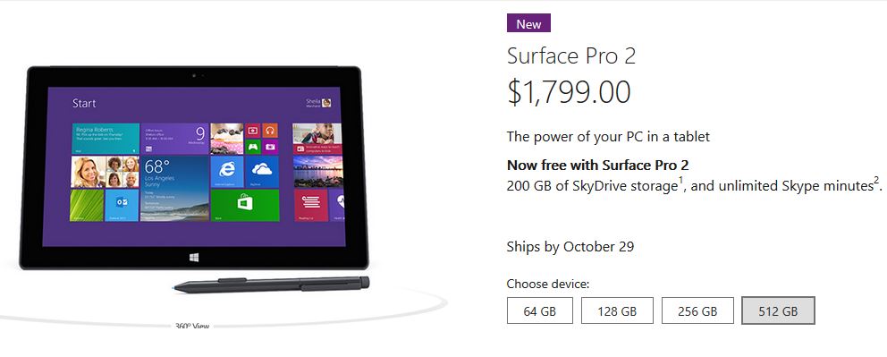 surface pro 2 512
