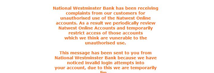 NatWest Bank Alert