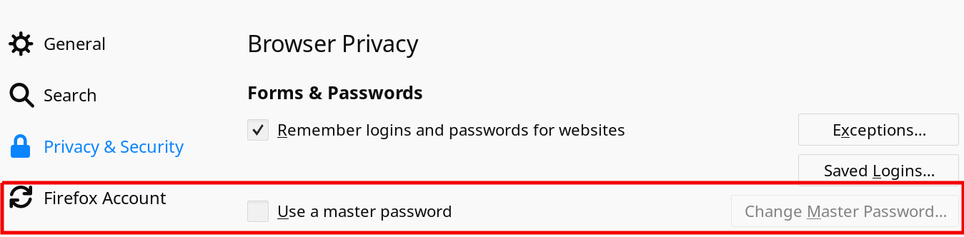 Firefox: limited encryption of master password 2 Firefox: limited encryption of master password