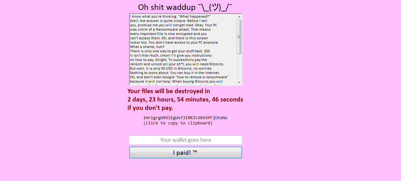 Shrug ransomware: ξεκλειδώστε τον υπολογιστή σας χωρίς λύτρα 1 Shrug