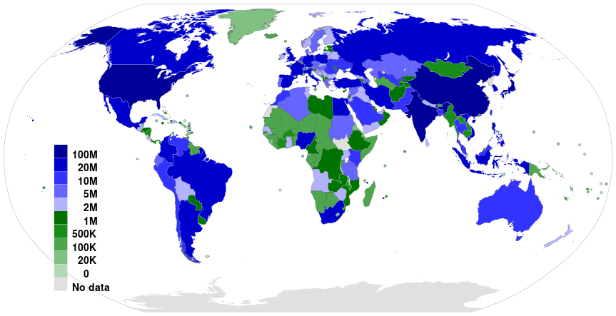 Internet List of countries by number of users 2 Internet List of countries by number of users